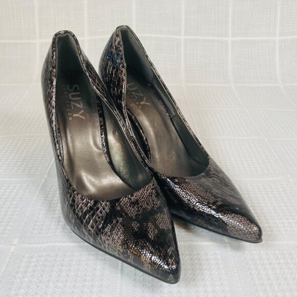 SUZY SHIER Snakeskin High Heels - Picture 4 of 15
